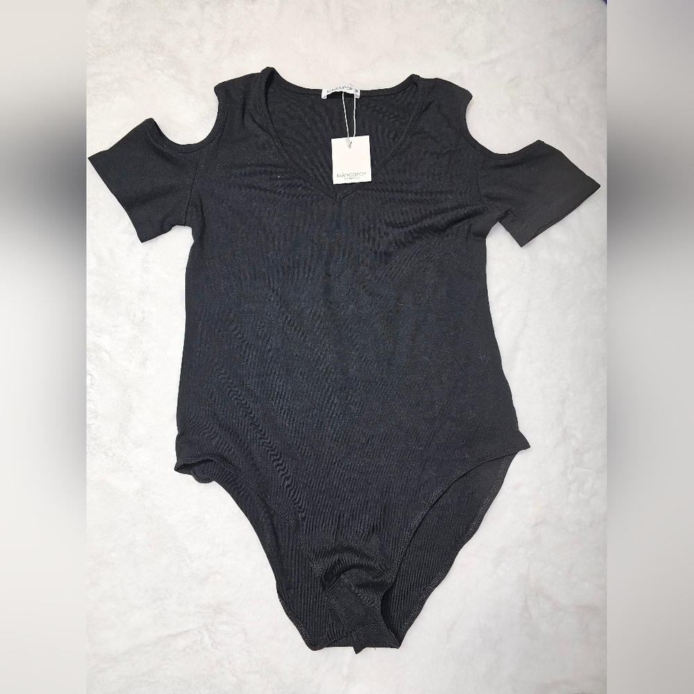 NWT MANGOPOP COLLECTION BLACK BODYSUIT BLACK MEDIUM